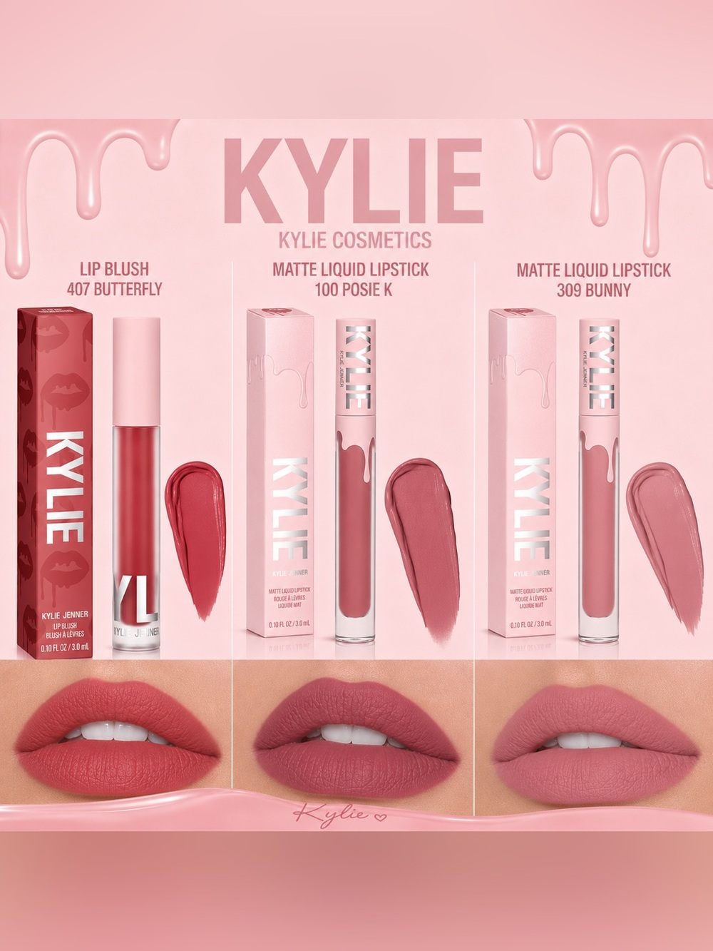 Kylie Cosmetics Lip Trio • Lip Blush & 2 Matte Liquid Lipsticks • New in Box